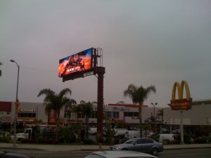 An electronic billboard near the corner of Sunset Blvd. and Crescent Heights in Los Angeles